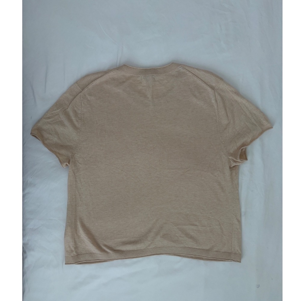Quince Organic Cotton Cashmere Short Sleeve Sweater Tee Oatmeal Beige XL NWT - Picture 4 of 11